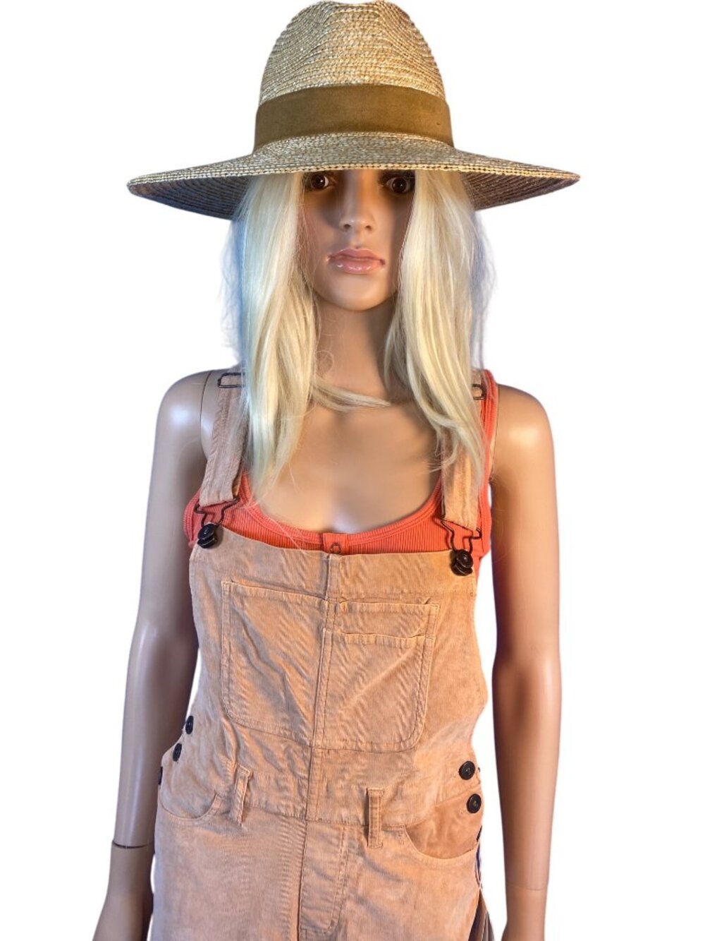 NWT Gigi Pip Isla Straw Fedora Hat S/M 57cm Adjustable Wide Brim Band MSRP$102 - Picture 4 of 17